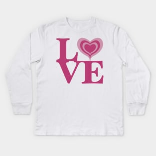 Hot Pink Love Heart to Spread Love Kids Long Sleeve T-Shirt